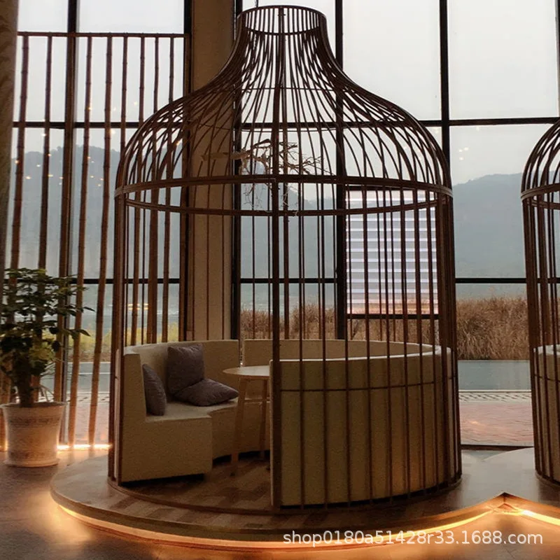 Wrought iron bird cage decoration king size decoration hot pot restaurant card seat outdoor large sofa