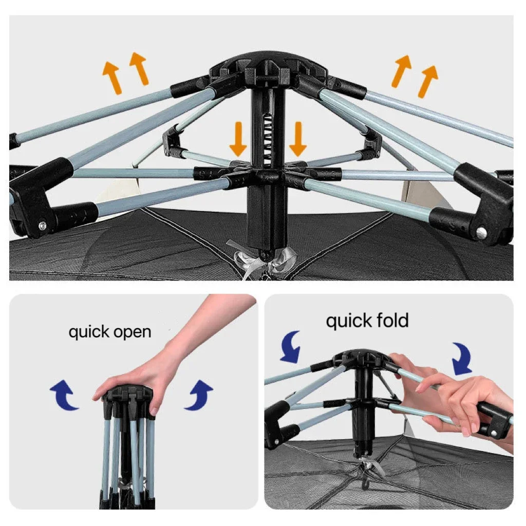 Outdoor Tent 5 to 8 People Hexagon Camping Large Space Rain-proof Wild Tent Automatic Portable Outdoor Canopy Tent