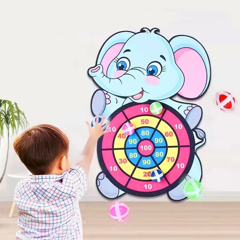 Children Cartoon Animal Dart Board Sticky Ball Indoor & Outdoor Dart Games Toy Family Interactive Educational Toy for Kids Gift