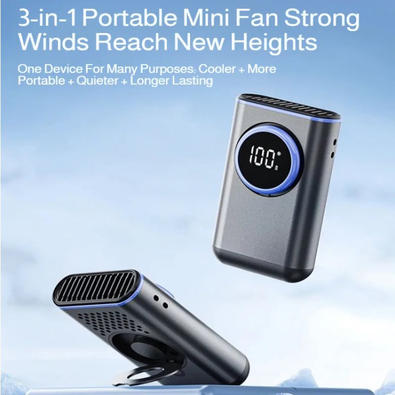 New Aluminum Alloy Waist Hanging Fan, USB Rechargeable Portable Handheld Fan, Personal Cooler for Outdoor Work Travel Sport