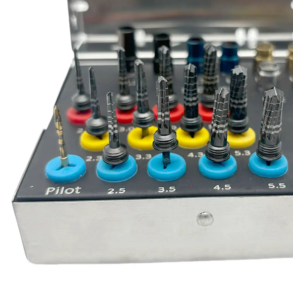 

Набор стоматологических инструментов для остеоденсификации, 21 предмет: зубные боры, набор для дентальных имплантатов, хирургические имплантаты с ограничителями