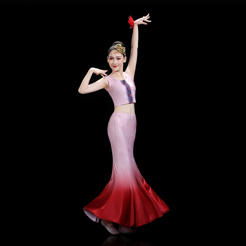 Ethnic Dai Dance Performance Costumes Practice Skirts Female Minority Peacock Dance Wear Traditional Folk Belly National Dance