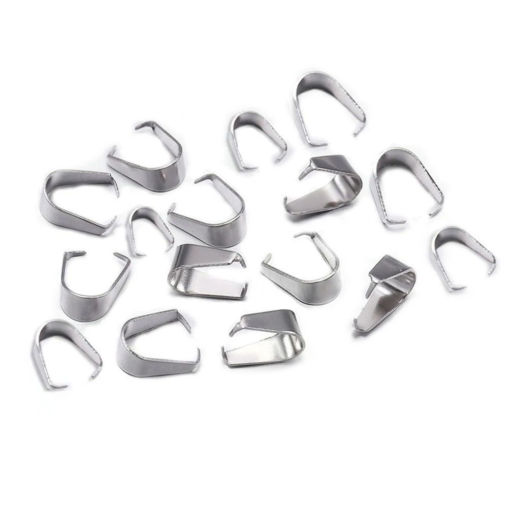 

50/100pcs Stainless Steel Pendant Pinch Bail Clasps Necklace Hooks Clips Connector For Jewelry Making Findings Accessories DIY