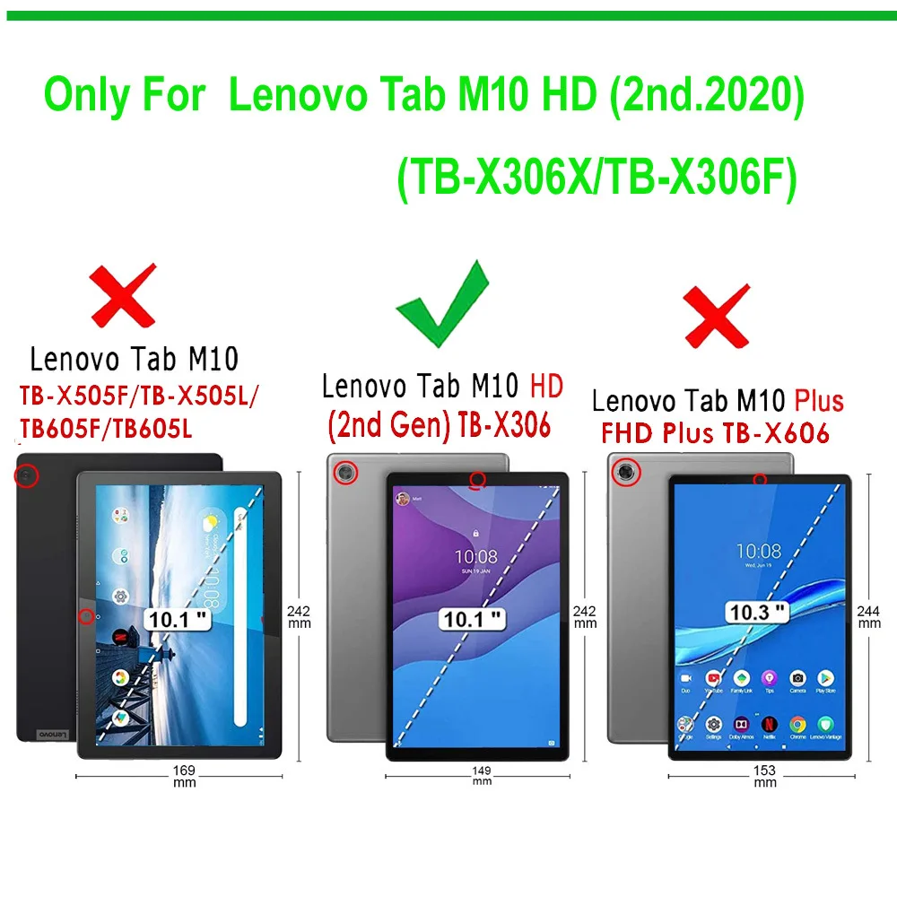 Case for Lenovo Tab M10 HD 2nd Gen (TB-X306X/TB-X306F) Flat Computer Cover, Portable Stand, All-Inclusive Protective Case