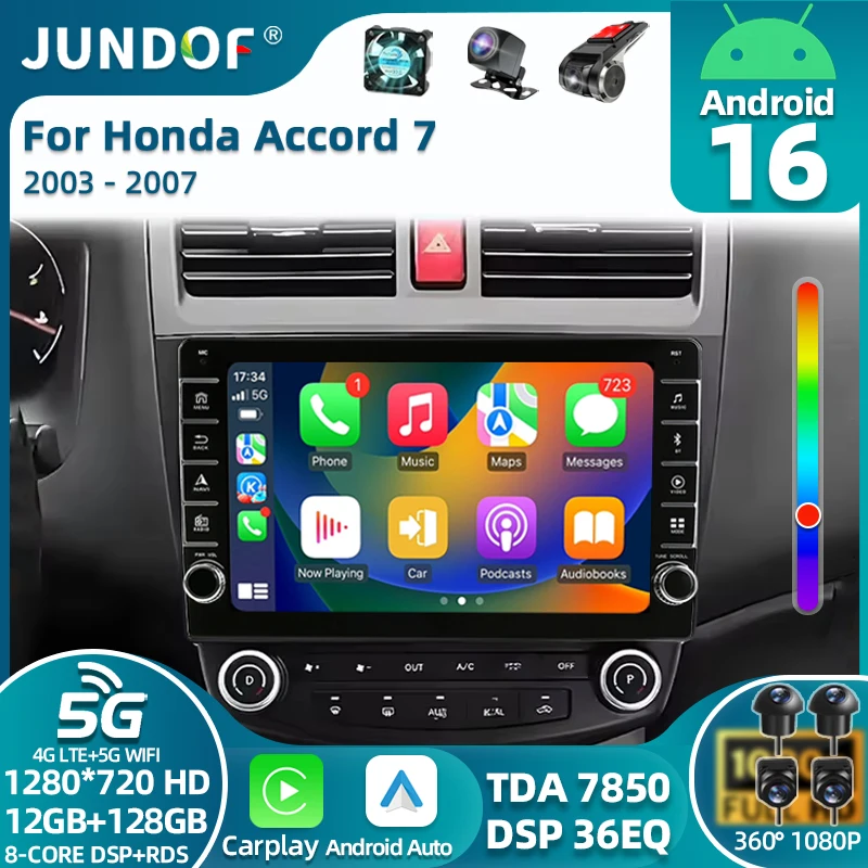 

Android 16 Car Radio For Honda Accord 7 2003 - 2007 Multimedia Video Player GPS 4G Carplay Stereo NO 2Din DVD Head Unit WIFI 4G