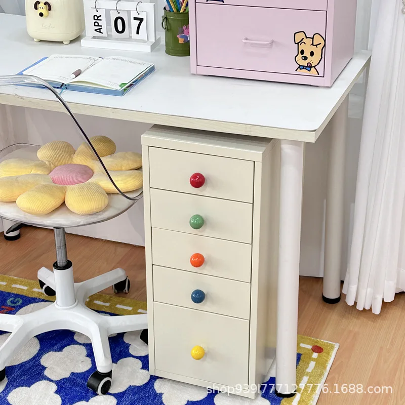 

Under the table storage cabinet drawer type wrought iron crevice locker multi-layer snack toy storage chest candy color handle