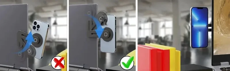 Autotelefonständer, Laptop, gleicher Bildschirmständer, magnetisch, ultradünn, seitlich faltbar, Rollover-Kamera, flache Rückseitenhalterung aus Aluminiumlegierung – Detail 9