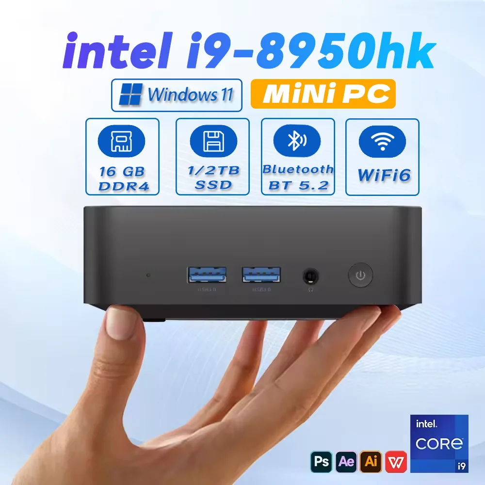 

Portable Mini PC Windows 11 intel Core i9 8950HK Computer Dual WIFI6+BT5.2 4K HD Mini Gaming Pc Desktop