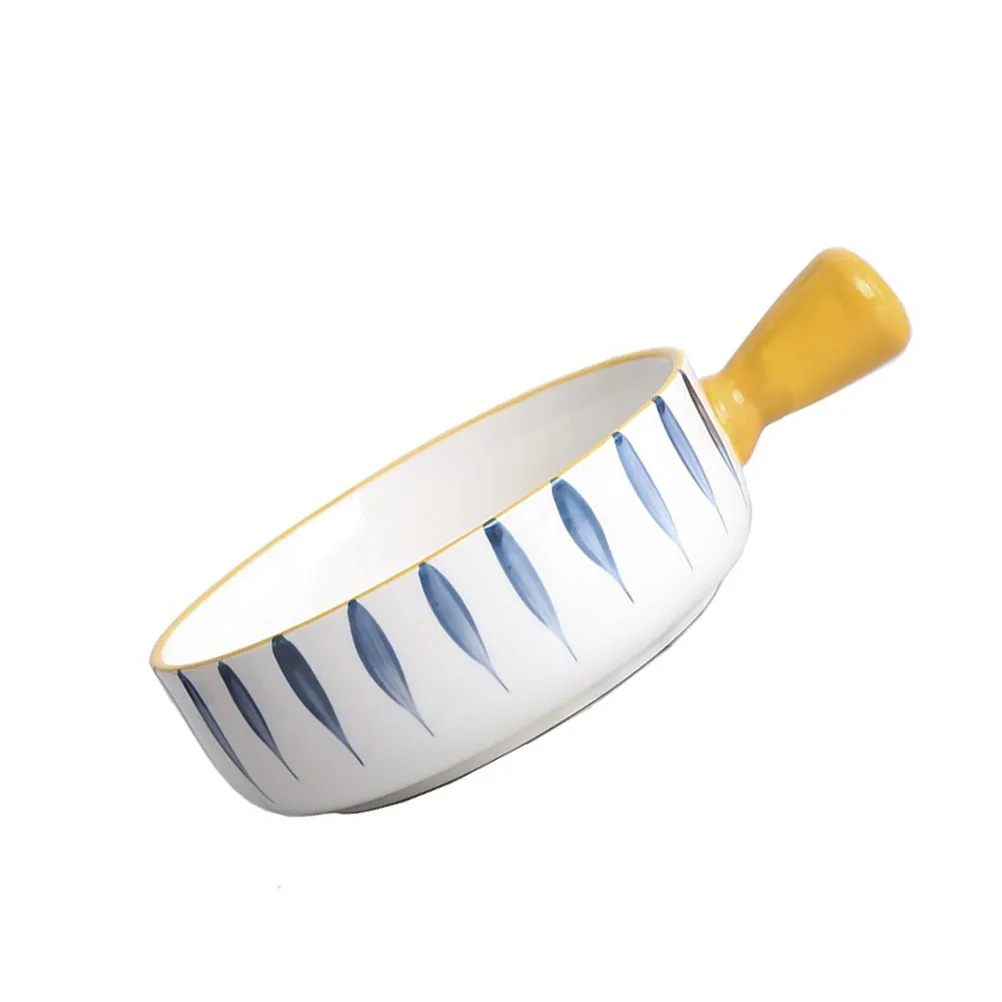 

Ceramic Baking Bowl Round Smooth Surface Perfect for Dessert Food Fruit Salad Serving Bowl Kitchen Tableware