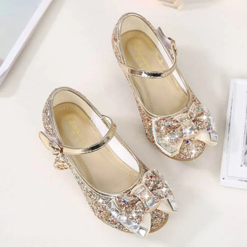 Girls Show Shoes Spring And Autumn Cinderella Glass Slipper Silver Children Adult Buckle Flat Casual Shoes Girl Birthday Gift