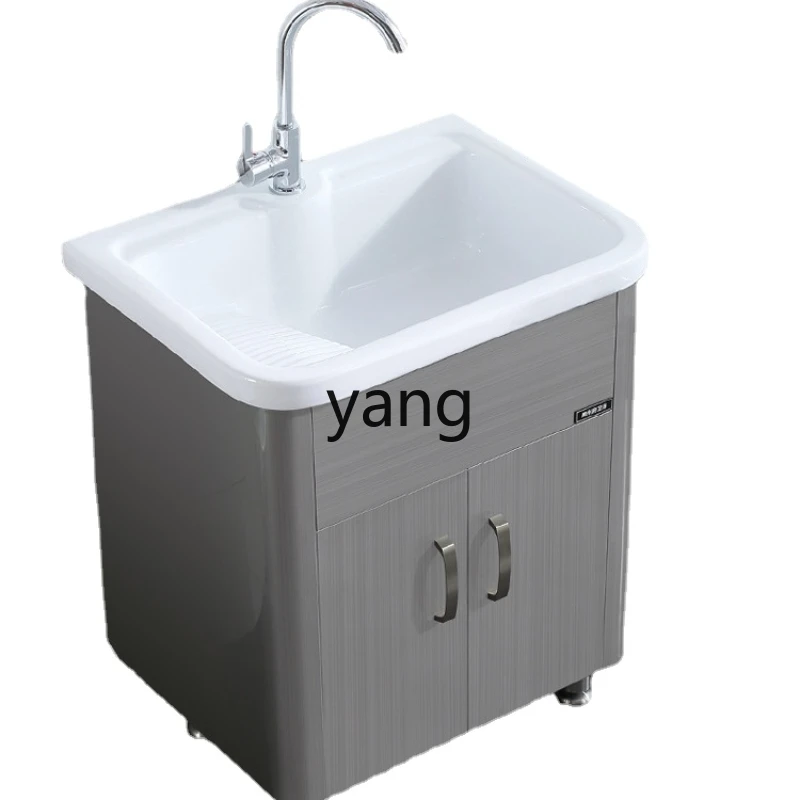 

LTT Stainless Steel Laundry Integrated Ceramic Laundry Tub with Washboard Bathroom Combination Simple Balcony Ark