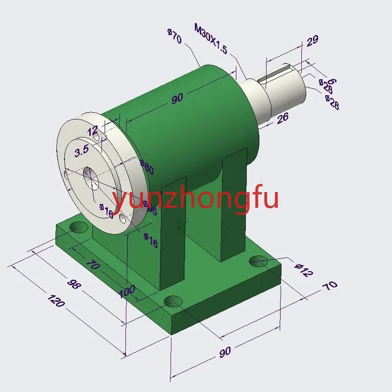 Household Lathe Spindle Assembly DIY Small Woodworking Rotating Seat 80 Three-jaw Chuck Flange Pulley   Tools New