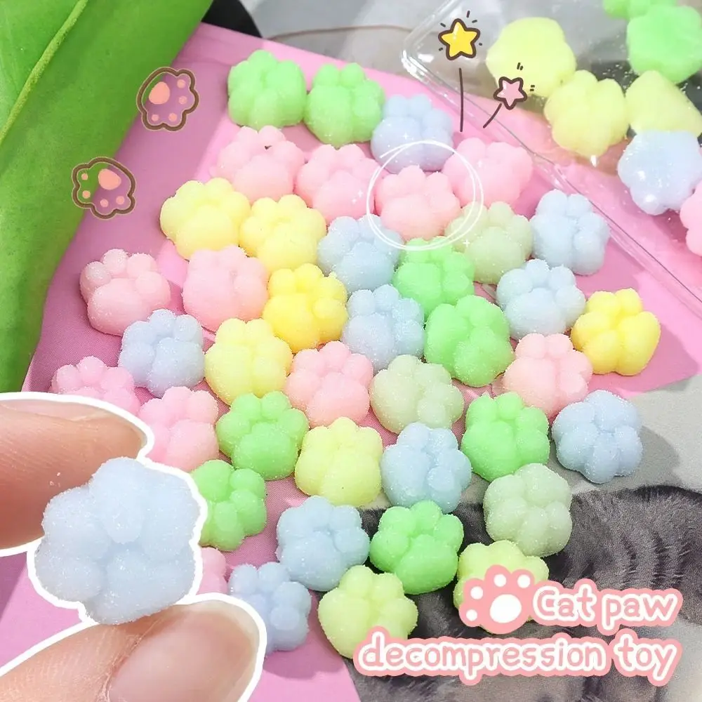 10szt Mini Cat's Paw Squeeze Stick-slip Kawaii Decompression Toy Plush Cat Paw Pinch Transparent Cat's Paw Pinch Toy