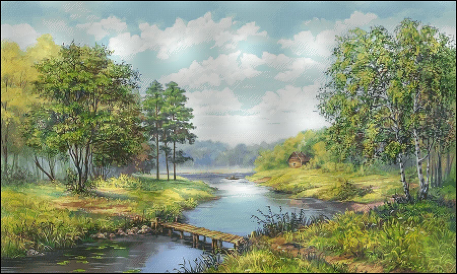 Forest Scenery rivers 16CT 18CT 14CT Unprinted Top Quality Cross Stitch Kits Embroidery Art DIY Handmade Needlework Home Decor