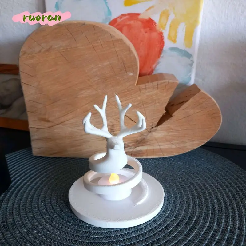 3D Printed Elegant Spiral Reindeer Small Candle Stand Tabletop Fireplace Christmas Decoration Ornament