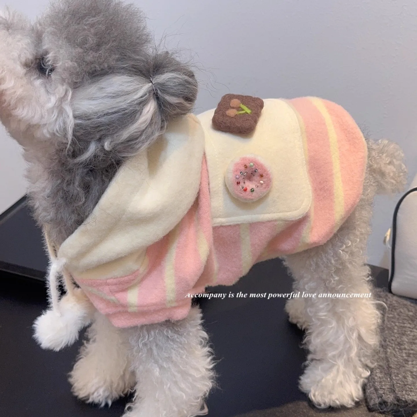 

Autumn And Winter Warm Long-Haired Cute Cookie Design Pet Sweater For Small Dogs With Hood
