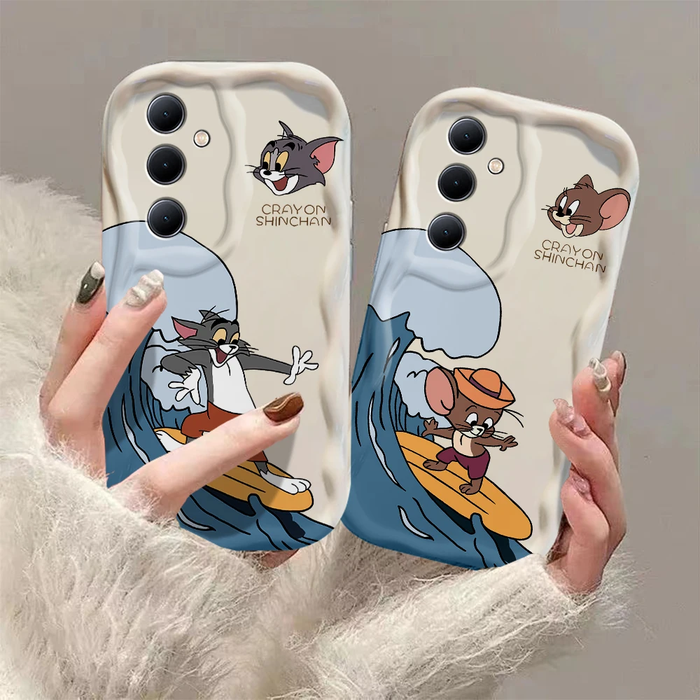 Comedy Cartoon toms Jerrys Hot 3D Wave Case For Samsung A73 A72 A71 A55 A54 A53 A35 A34 A33 A25 A24 A23 A15 A14 A13 4G 5G Cover