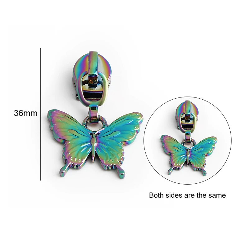 6PCS 색상 유지 전기 나비 모양 5 #   지퍼 슬라이더 지갑 금속 교체 가능한 풀러 바느질 수리공 DIY 공예