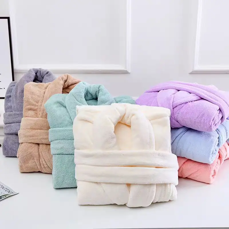 Convertible bath towel 740g thick coral fleece bathrobe for women, long style, quick-drying, water-absorbing bathrobe for men, s