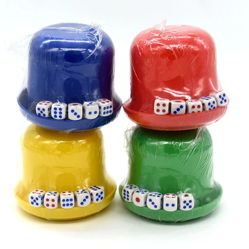 Ensemble de gobelets à dés en plastique avec couvercle, boîte à dés, tasse à secouer, jeu de société, casino, jeu de poker, escalade, 6 dés