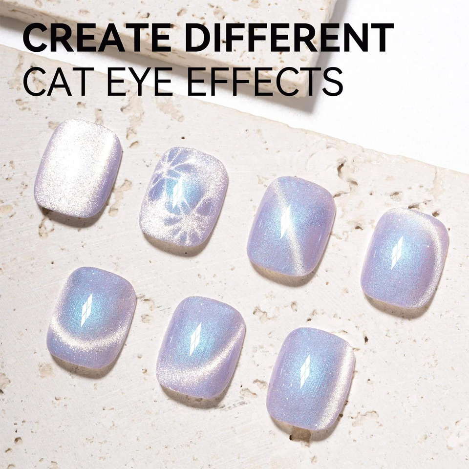 Esmalte en gel efecto ojo de gato púrpura aurora 10ml, magnético, brillo invernal, secado UV/LED, arte de uñas otoño 6