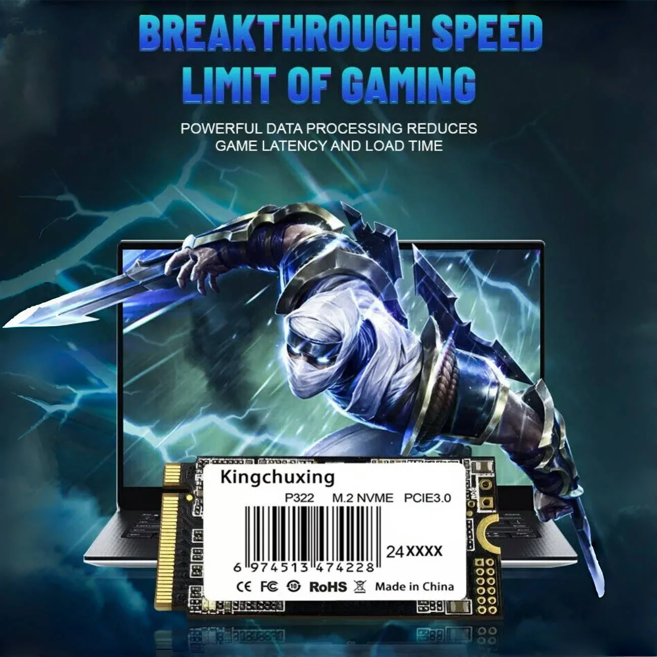 Kingchuxing M.2 2242 NVMe PCIe3.0 SSD 2TB 1TB 512GB PCIe3.0 Gen 3x4 Solid State Drives for Laptop Desktop