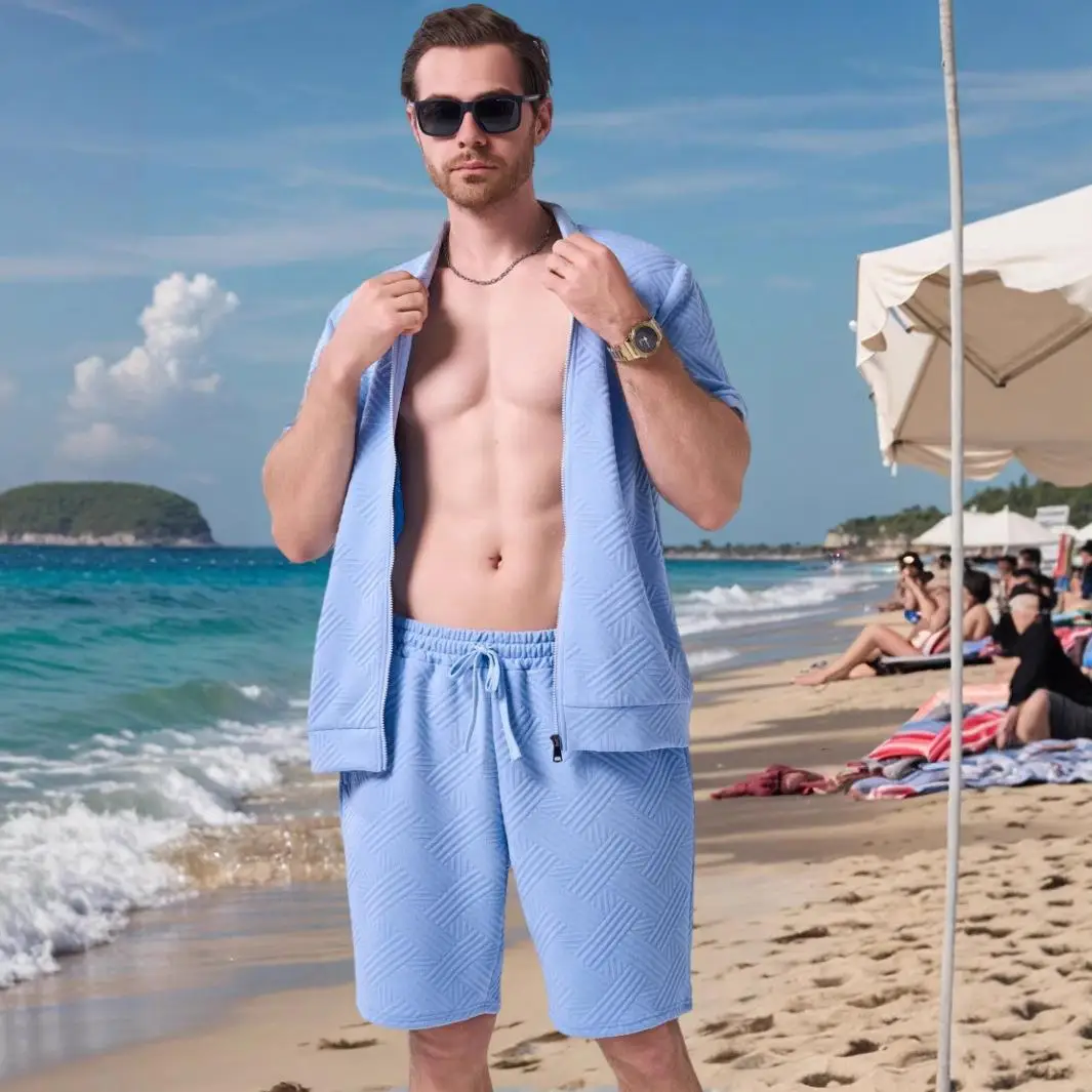 

Men's ort Zipper Cardigan Jaet orts Set Summer Casual Sportswear ort Sve ort Pants Floral Pattern Zipper Design