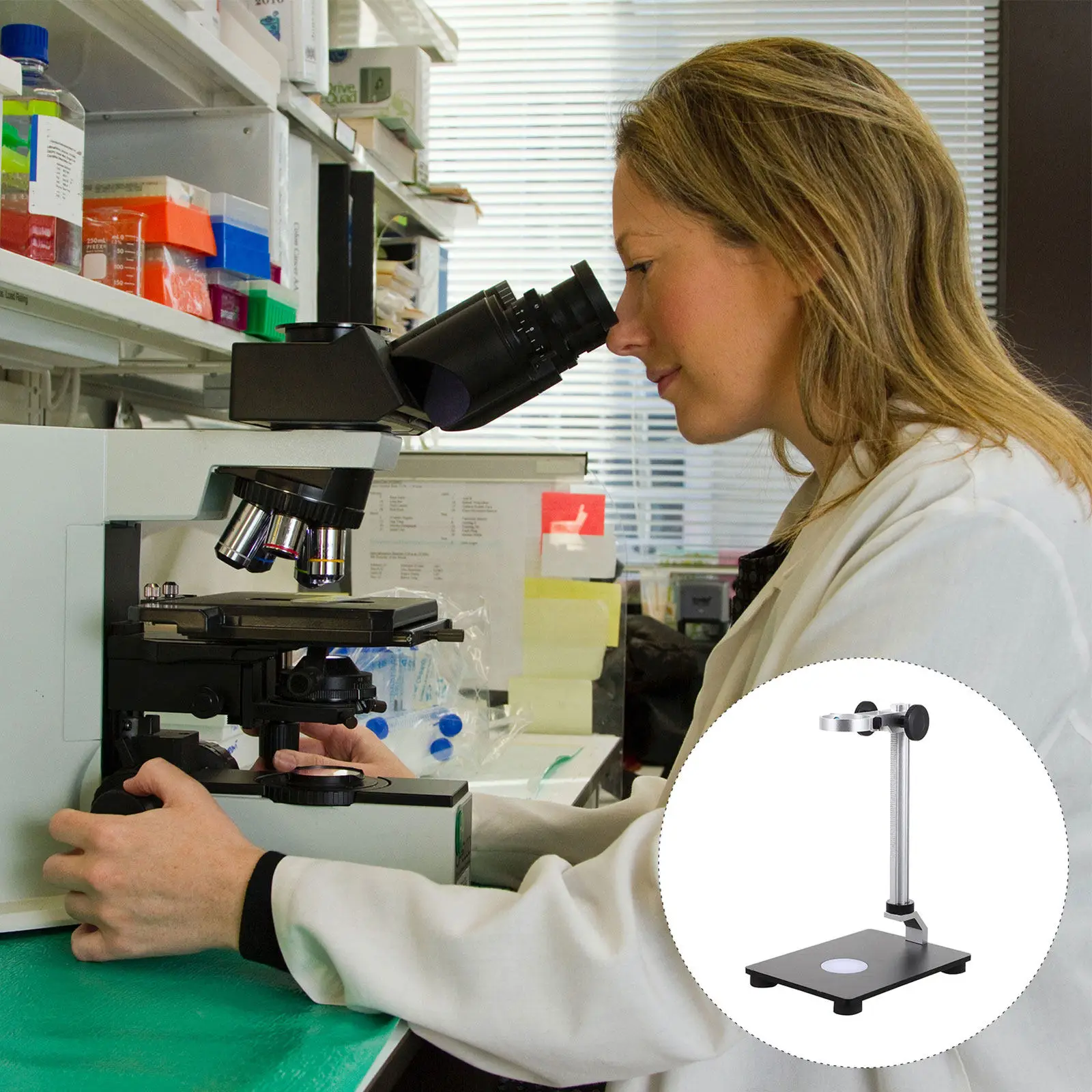 Microscope Stand Adjustable Lifting Holder Stable Support Rack for Industrial Camera Precision Observation