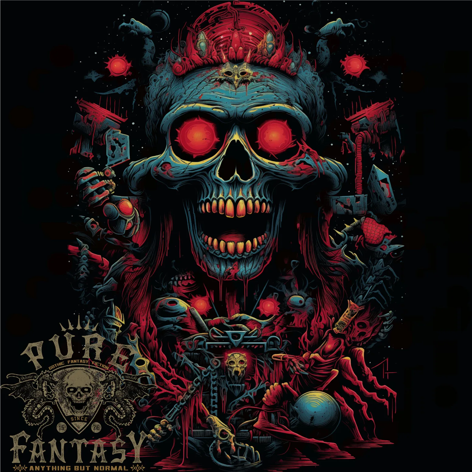 

Evil Night Demon Skull Mens T-Shirt 100% Cotton
