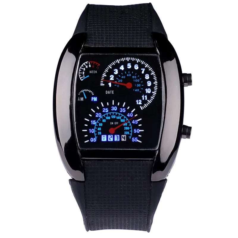 Fashion Car Design Binary Watch Men Led Digital Watches Multi-function Electronic Wristwatches Men Erkek Kol Saati Reloj Hombre