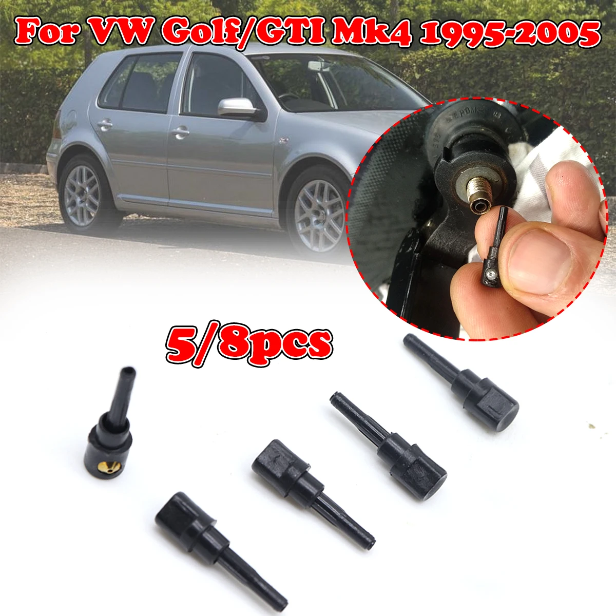 

5/8X Rear Wiper Washer Jet Nozzle For VW Golf GTI Mk4 1995-2005 Windscreen Window Spray Cap Rocker Spare Part Car Replacement