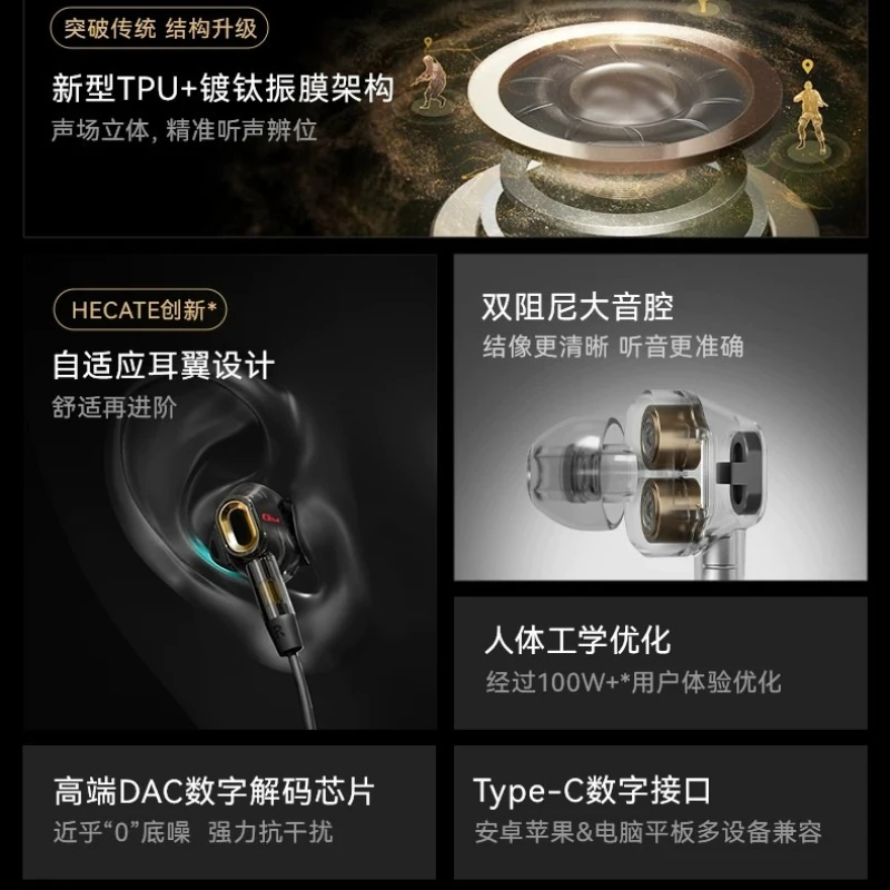Edifier GM400 Gaming Headphones Wired HiFi Quality In-Ear Noise-Canceling Earphones 3.5mm/Type-C Port Gifts view 2