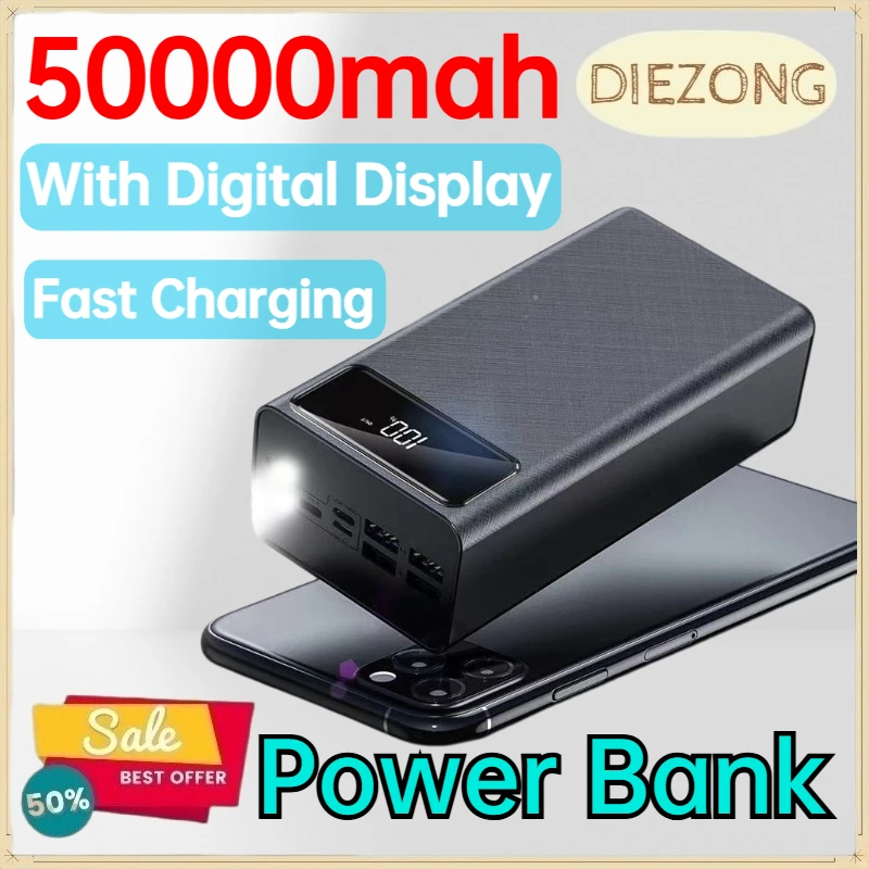 50000mah PowerBanks Power Bank Battery for Iphone Samsung Huawei Xiaomi Fast Charging with Digital Display