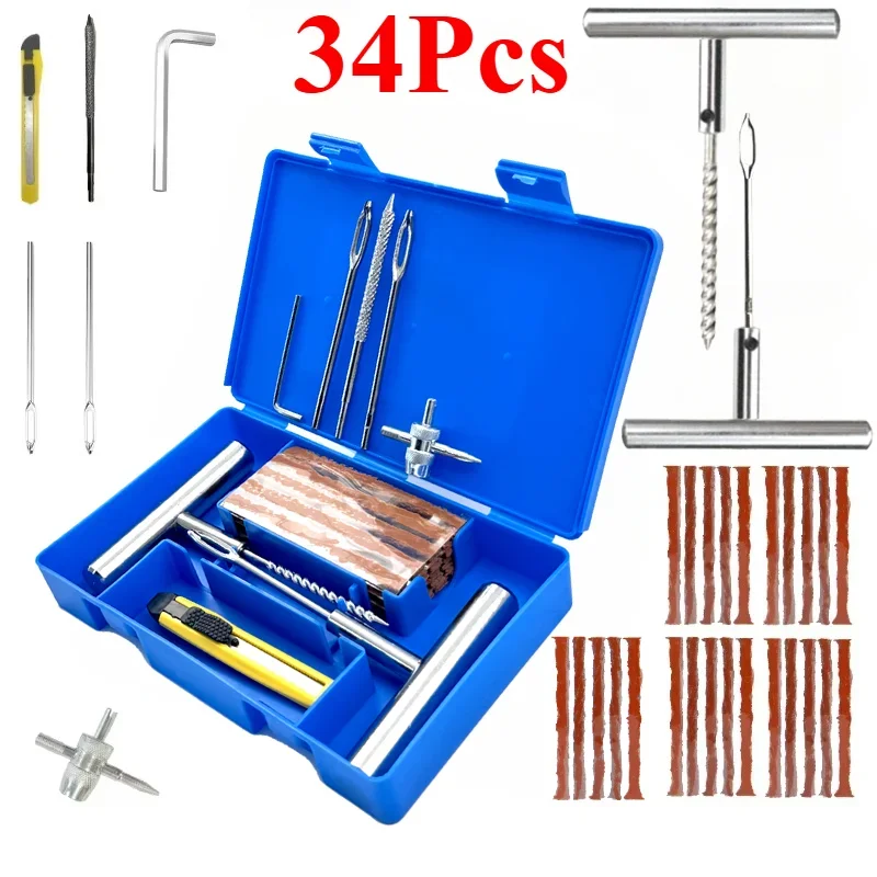 Autobandenreparatieset Lekreparatiegereedschap Auto Van Motor Fiets Nood Heavy Duty Tubeless Bandenreparatieset