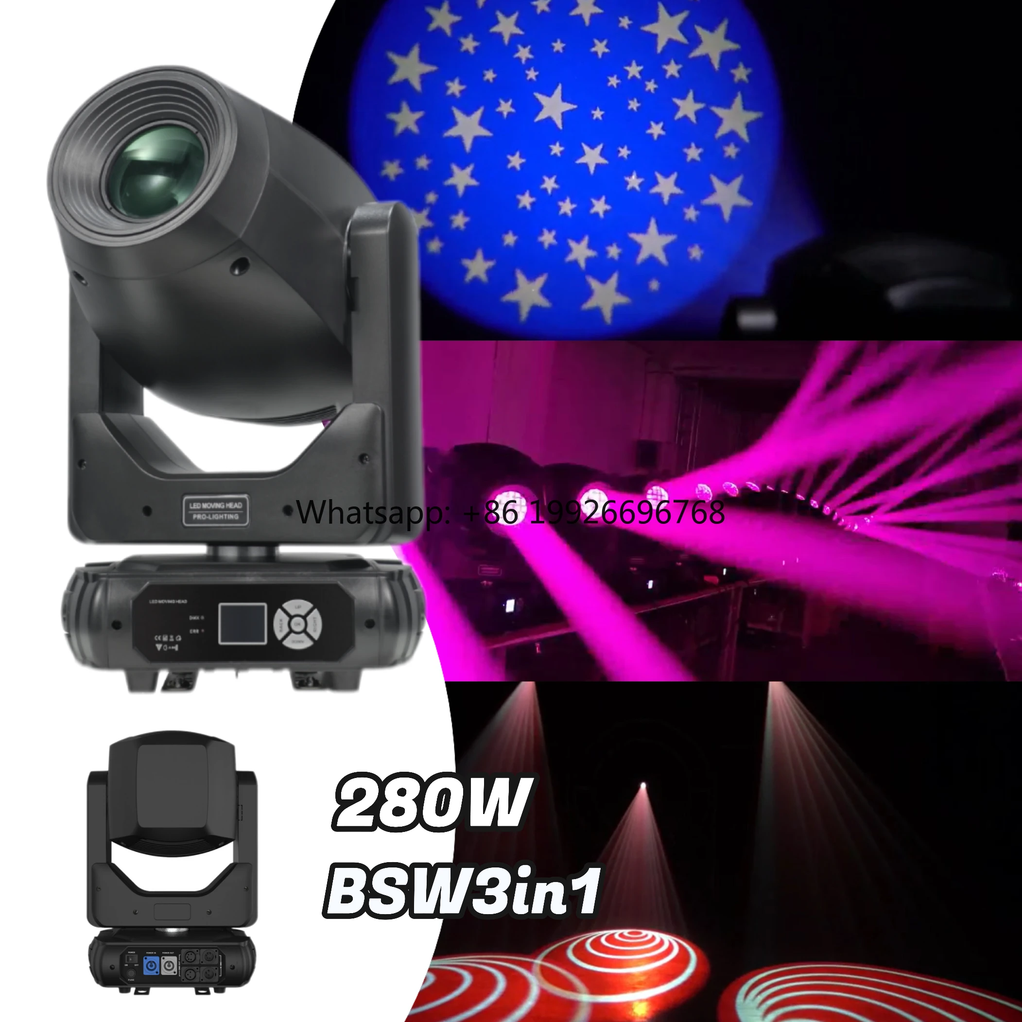 

BSW 280W DMX512 RDM Beam Spot Wash 3in1 LED Moving Head Light for DJ Disco Party Show Events Stage