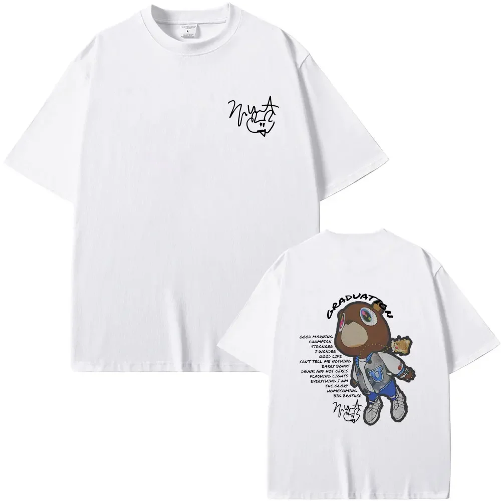 

Rapper Kanye West Graduation Double Sided Graphic Print T-shirt Men Women Hip Hop Oversized Tshirt Vintage Kanye Black T Shirts