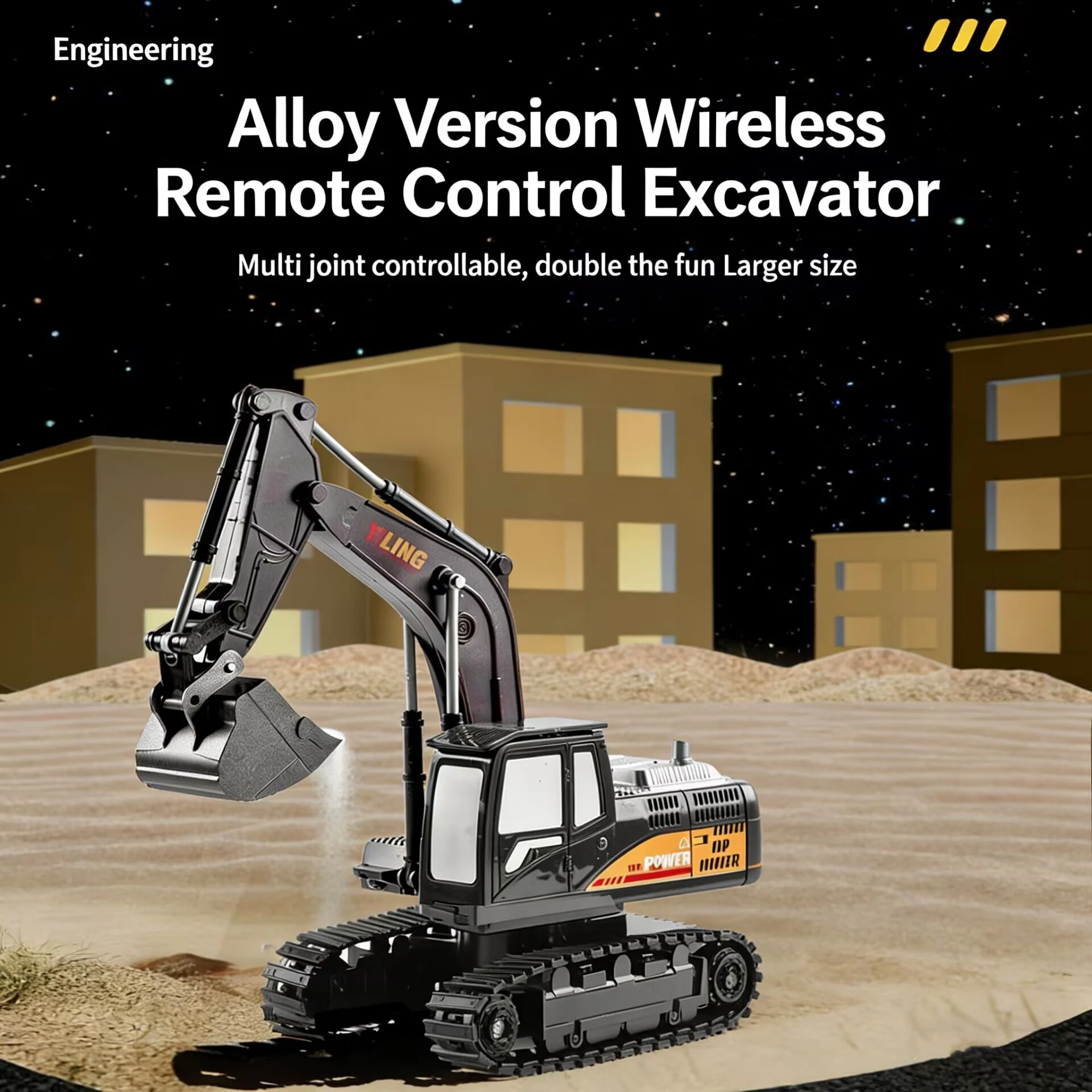 Excavator 2.4G Remote Control Excavator RC Model Car Toy Professional Alloy Plastic Simulation Construction Vehicle for Kid Gift