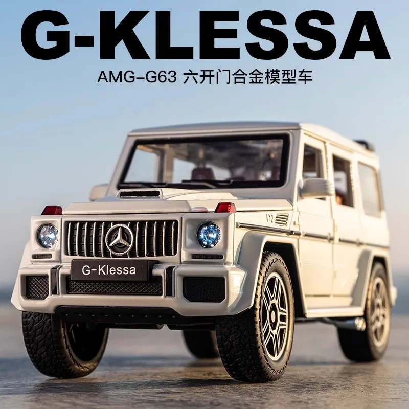 Coche todoterreno de simulación de AMG-G63, vehículo de aleación, 1:24, modelo de coche grande G, seis puertas de simulación de juguete, adornos acústicos