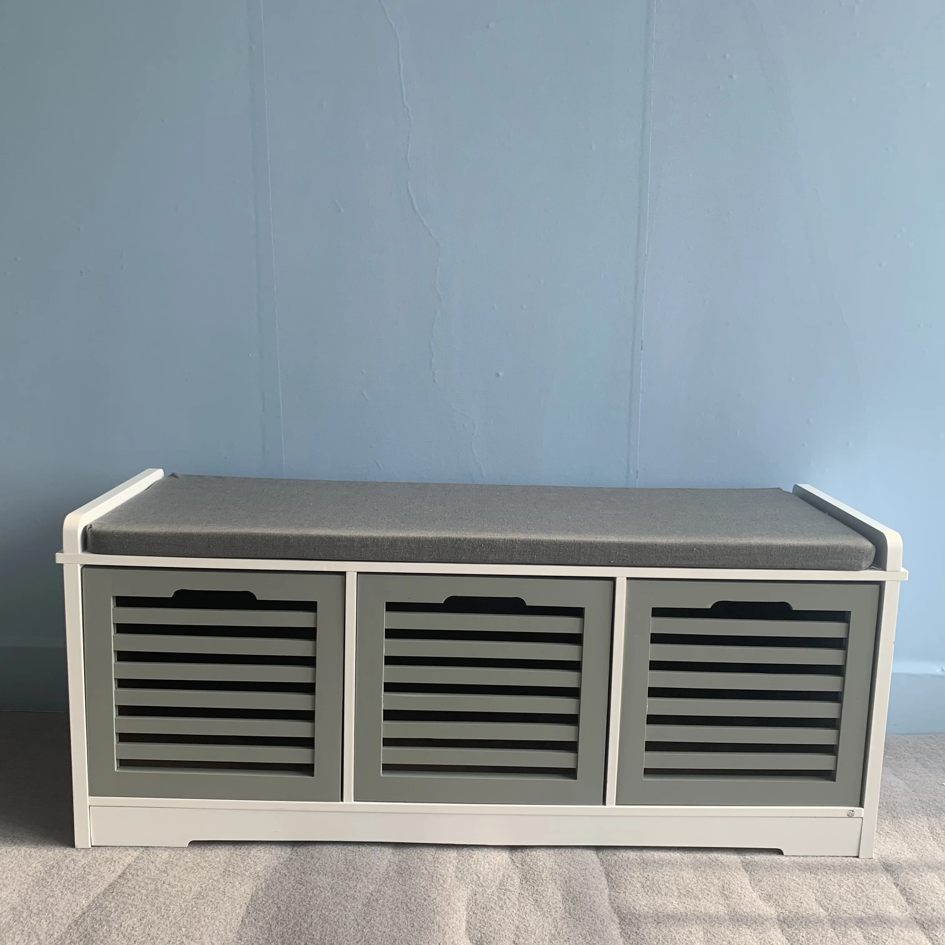 #Shoe Bench Entryway with Storage & Seat, Entryway Bench with Cushion, Shoe Cabinet Furniture, Grey