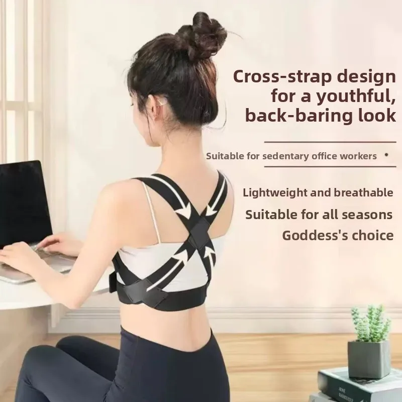 Soft Elastic Posture Correction Brace Adjustable Shoulder Support Belt Anti Slouch Back Straightener for Adult Users