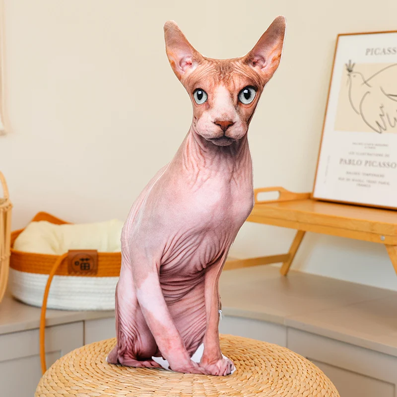 Poduszki pluszowe w kształcie kota, 48 cm, urocze, realistyczne, miękkie pluszaki, dekoracja na sofę, pluszowa zabawka z kreskówki, prezent dla dzieci.