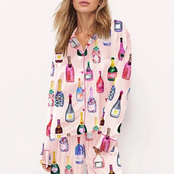 Summer Womens Satin Pajamas  Sets Soft Button Down Short Sleeve Tops and Elastic Waist Shorts Two Piece Pjs Sleepwear Loungewear