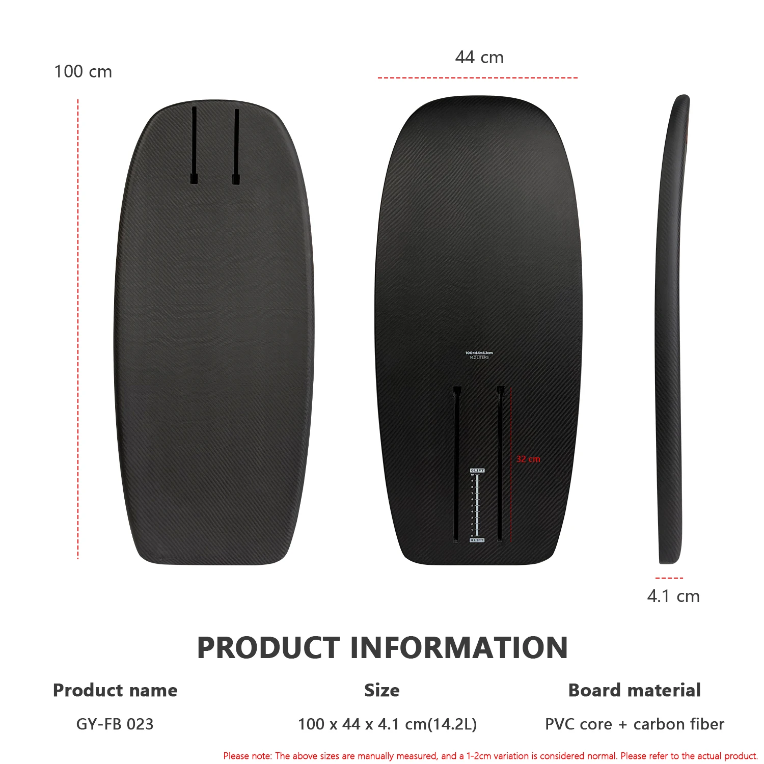 100cm Kite Surf Water Foil Board, 15.9L PVC Core Carbon Fiber Construction Hydrofoil Board for Kitesurf Wingfoil Surfing