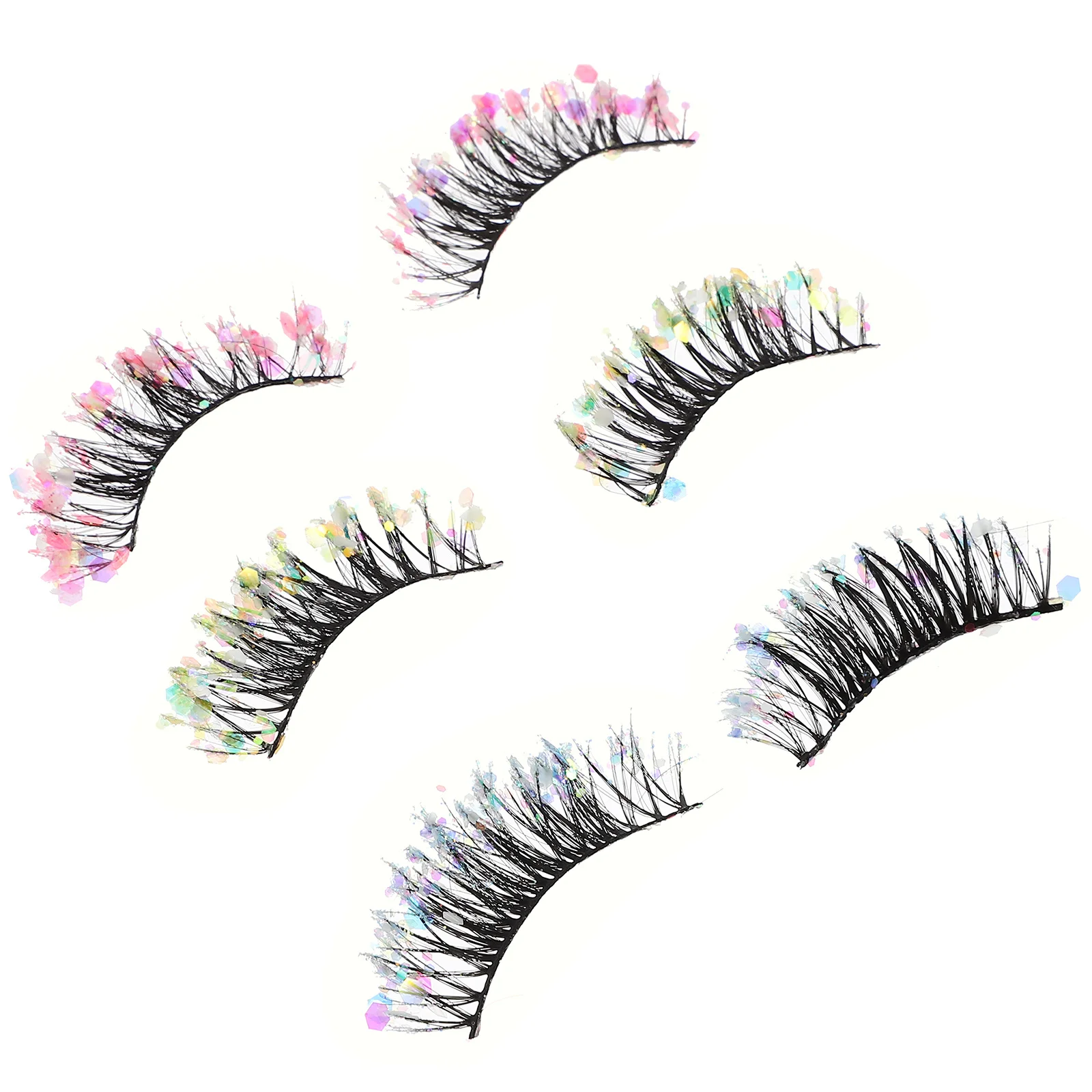 3 쌍 가짜 속눈썹 반짝이 가볍고 짧은 자연 개별 가짜 속눈썹 여성용 메이크업 액세서리 결혼식 파티