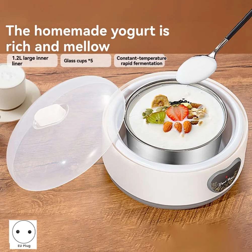BAAN-Yogurt Machine Small Household Fully Automatic Stainless Steel Yogurt Machine DIY Yogurt Fermentation Machine EU Plug
