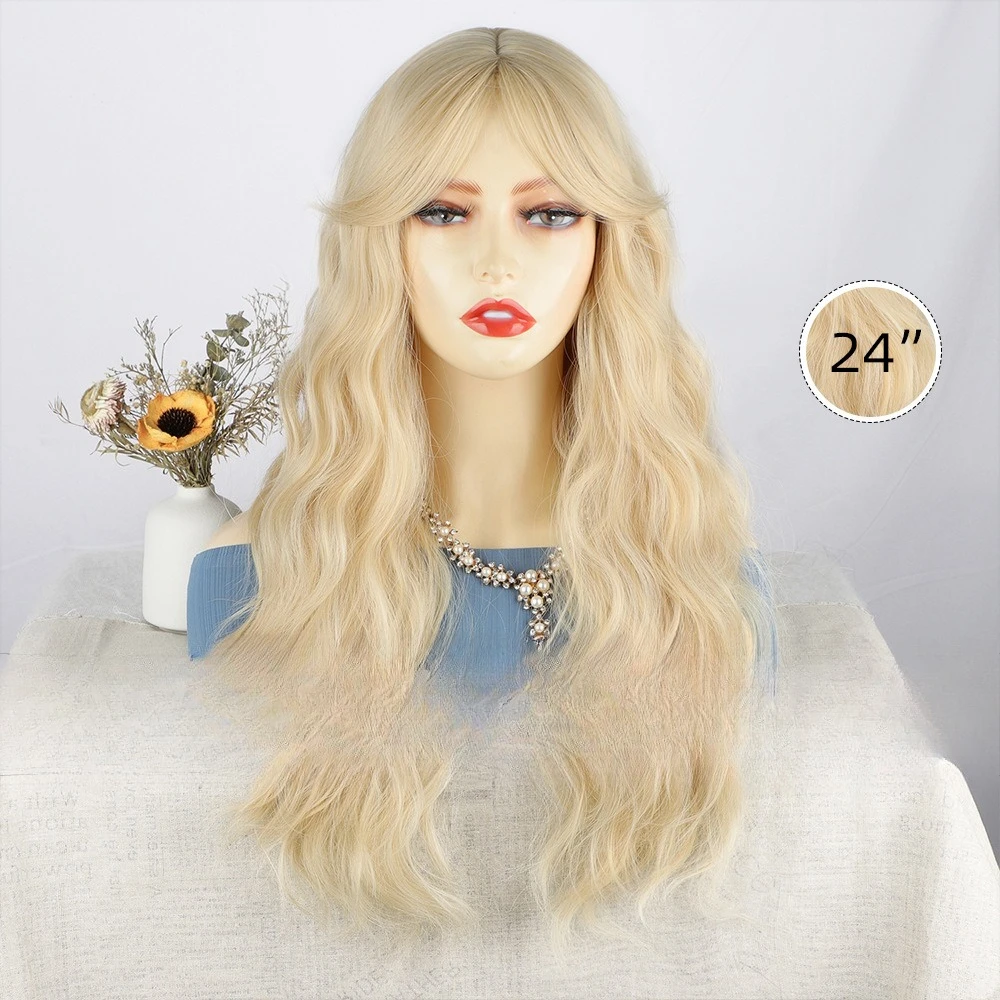 شعر مستعار أنثى متوسط الطول شعر مجعد آلية الألياف الكيميائية ارتفاع درجة الحرارة الحرير القبعات الباروكات #2