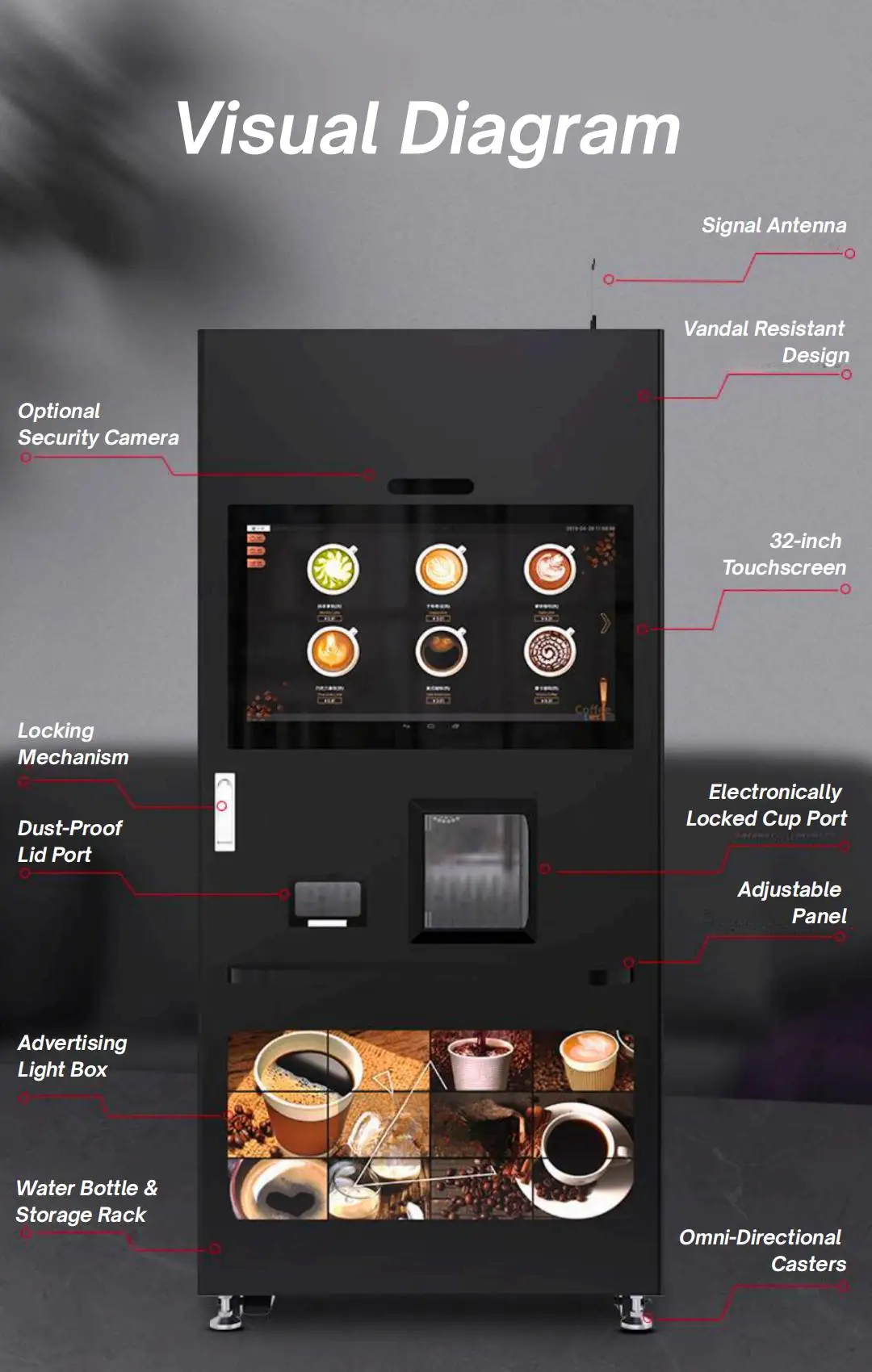 Best Selling Metal Fresh Ground Coffee Vending Machine Perfect Extraction for Shopping Mall Use QR Code Token Payment