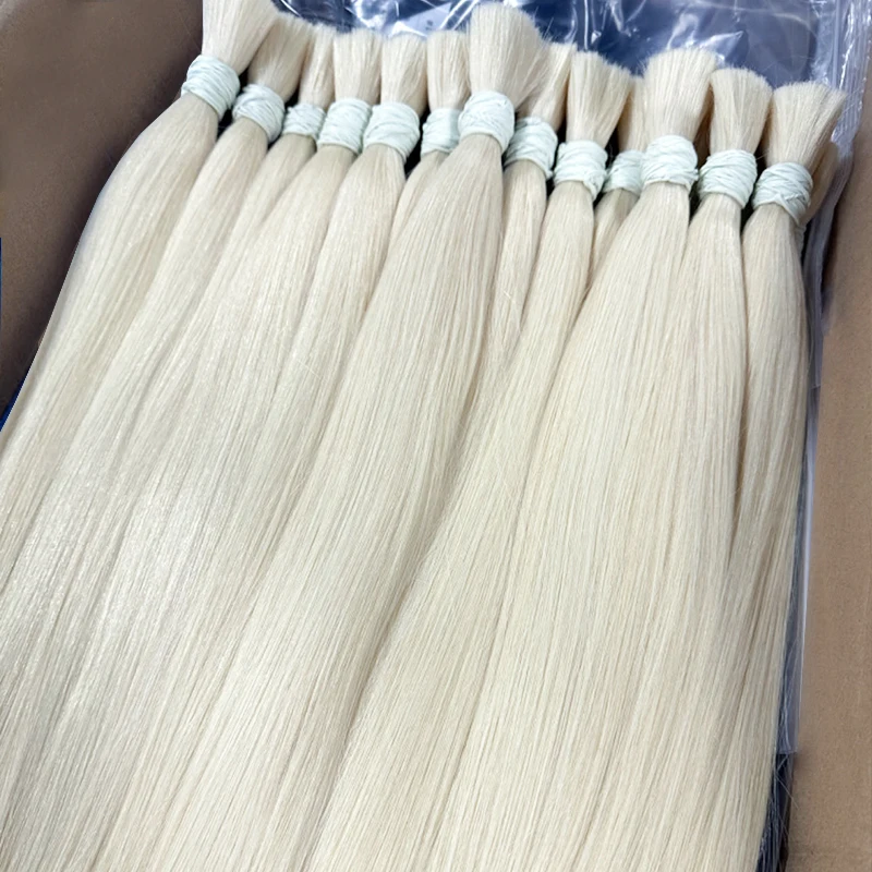 Bone Straight Blonde Double Drawn Human Braiding Hair Bulk No Weft 100% Wholesale in Bulk Sale Full to End