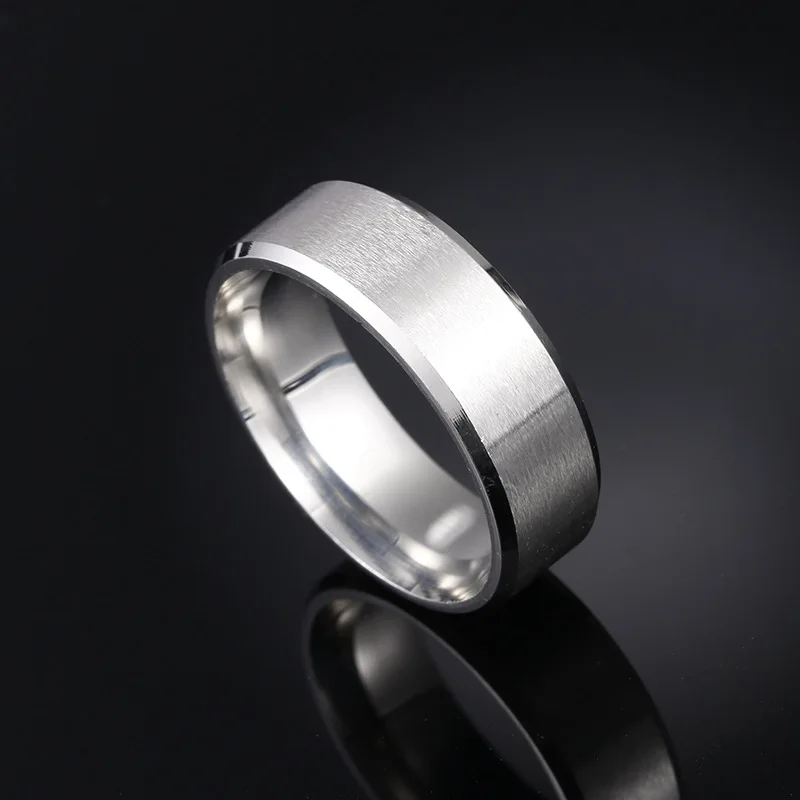 2023 New Fashion Punk Vintage 8mm Classic Ring Male Black Stainless Steel Jewelry Wedding Ring For Man