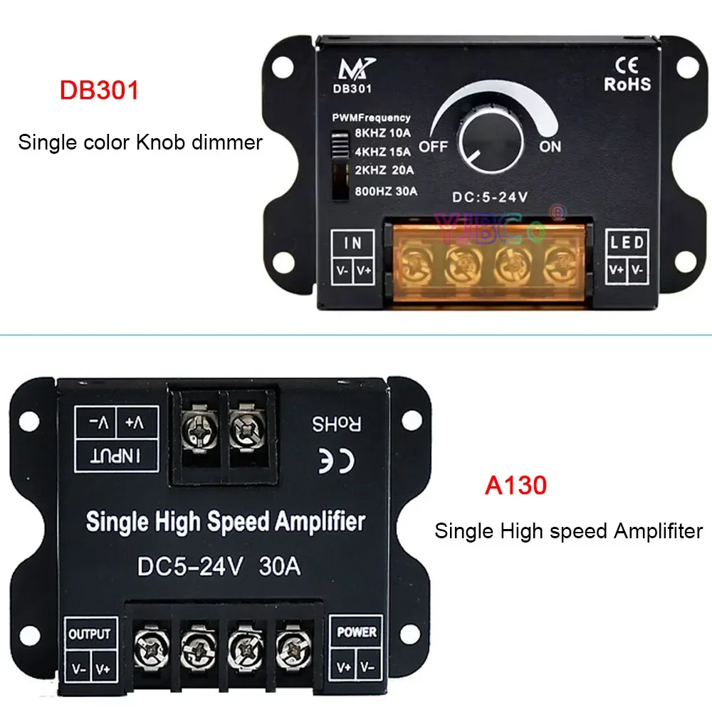 5V~24V 12V 30A monochrome led strip Single High speed Amplifiter power Signal Repeater,Single color light bar Knob dimmer switch